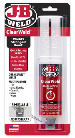 JB Weld ClearWeld Quick Setting Epoxy Adhesive Syringe 50112