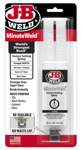 JB Weld MinuteWeld Instant Setting Epoxy Adhesive  Syringe 50101