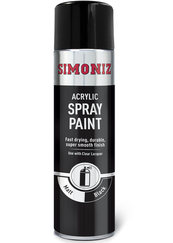 Simoniz Matt Black Acrylic Spray Paint 500ml SIMP17D