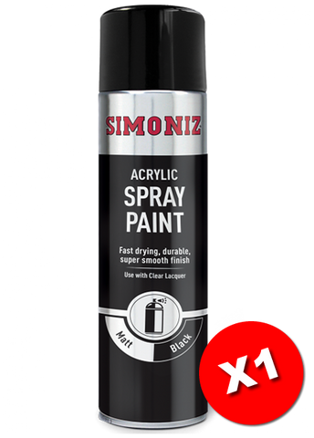Simoniz Matt Black Acrylic Spray Paint 500ml SIMP17D